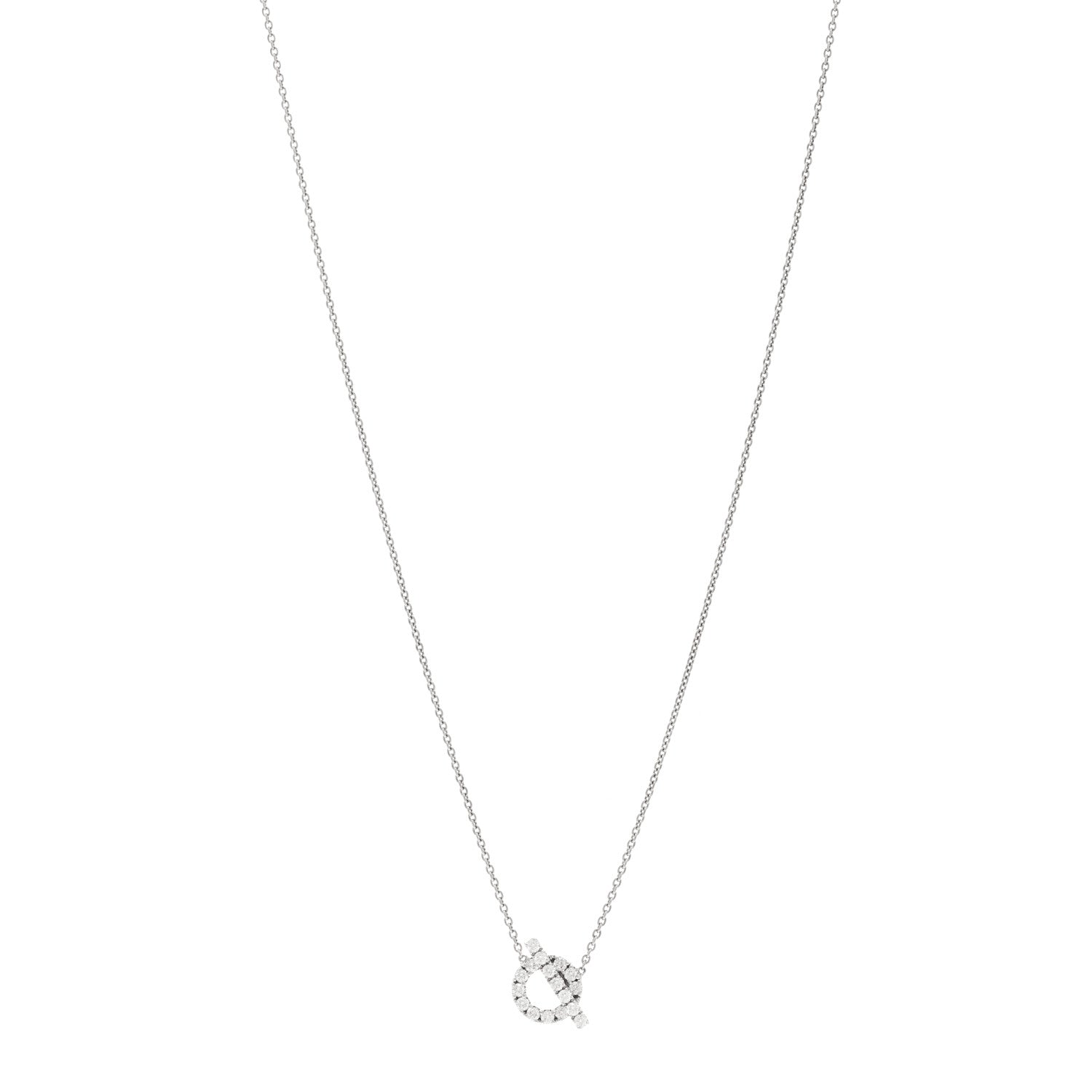 Hermes 18K White Gold Diamond Finesse Pendant Necklace 1 of 6