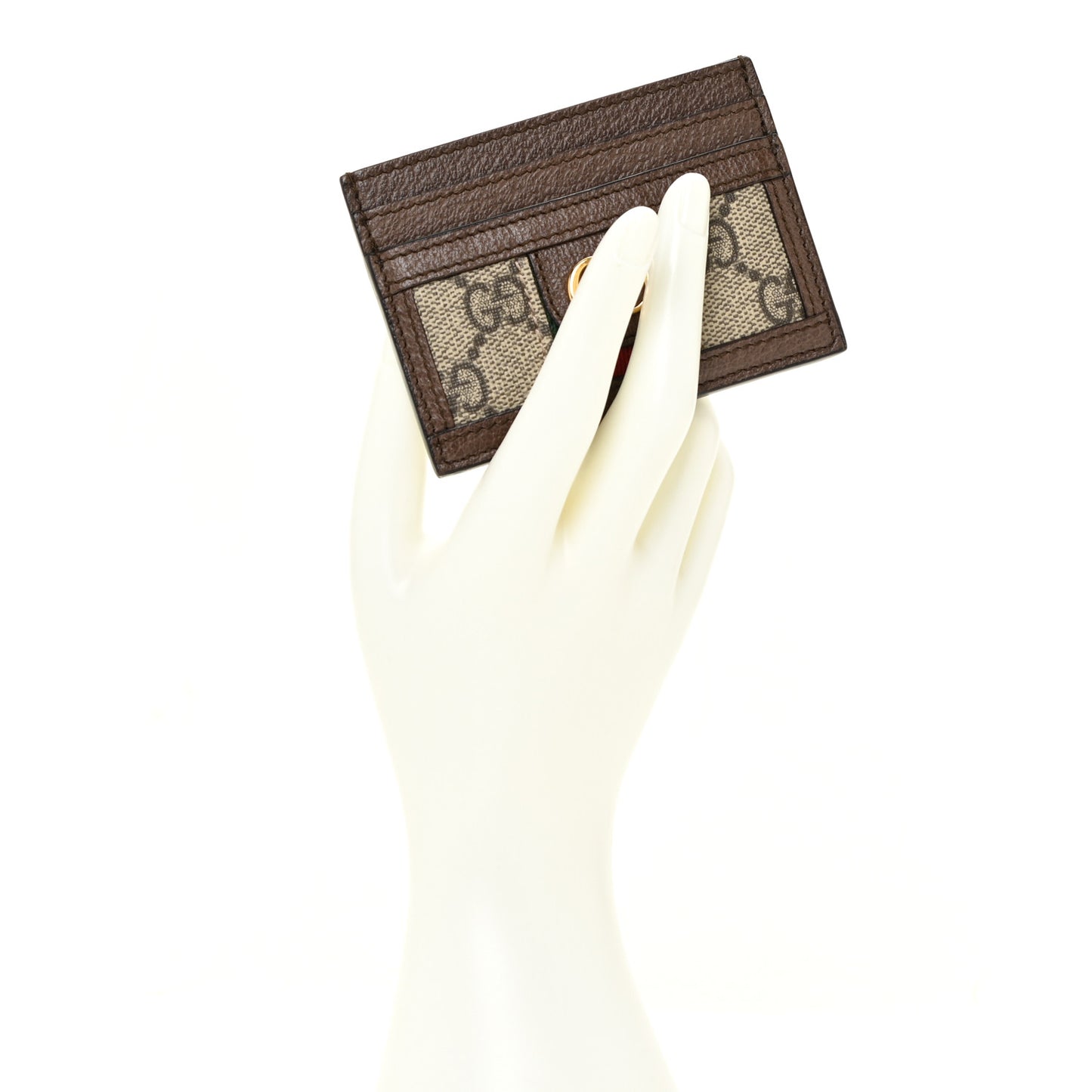 GG Supreme Monogram Ophidia Card Holder Brown