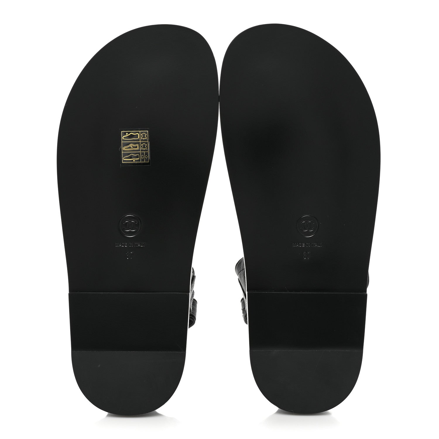 Chanel Grained Calfskin Velcro Dad Sandals 37 Black 5 of 10