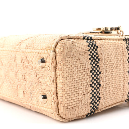 Christian Dior Raffia Woven Cannage Embroidered Mini Lady D-Lite Natural Black 10 of 10