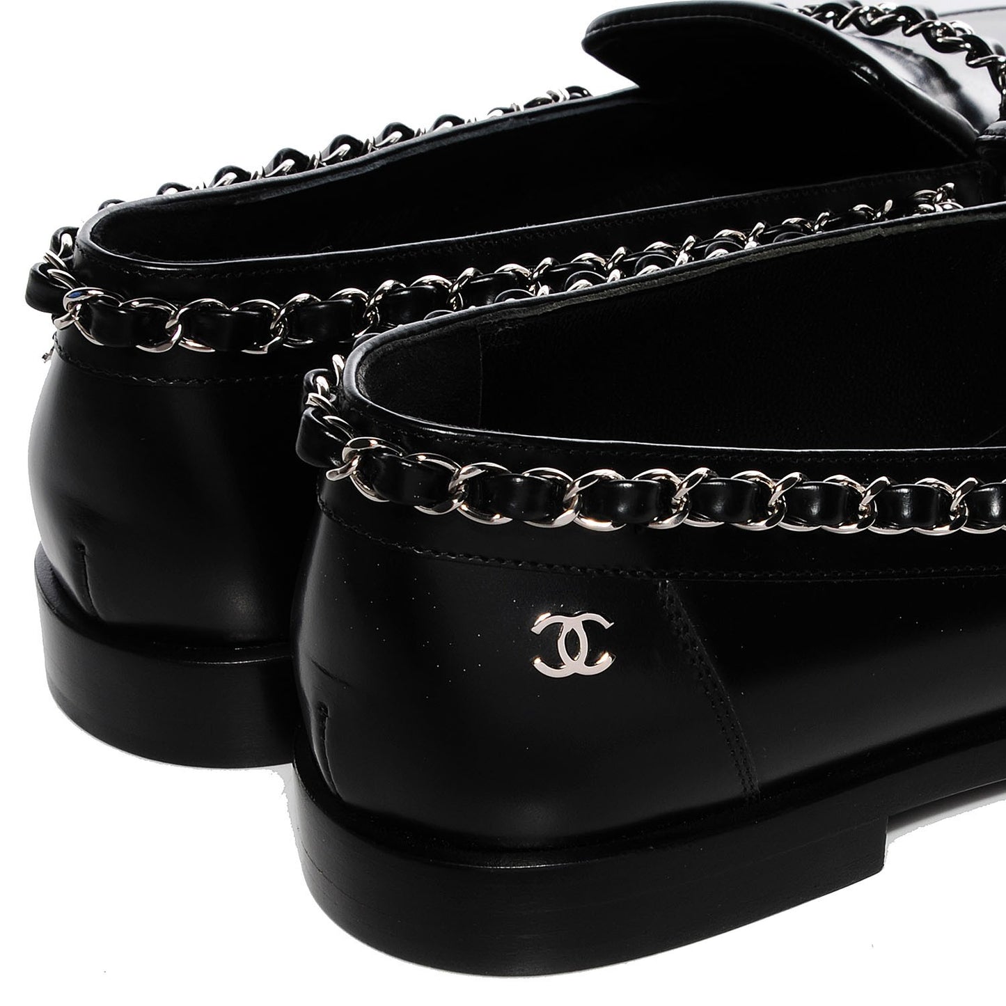 Leather Chain Loafers 36.5 Black