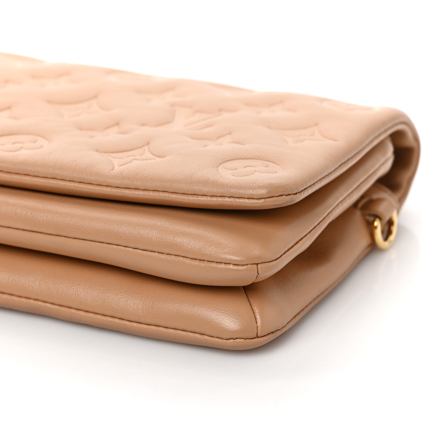 Louis Vuitton Lambskin Embossed Monogram Pochette Coussin Camel 8 of 9
