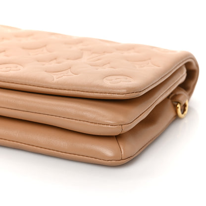 Louis Vuitton Lambskin Embossed Monogram Pochette Coussin Camel 8 of 9