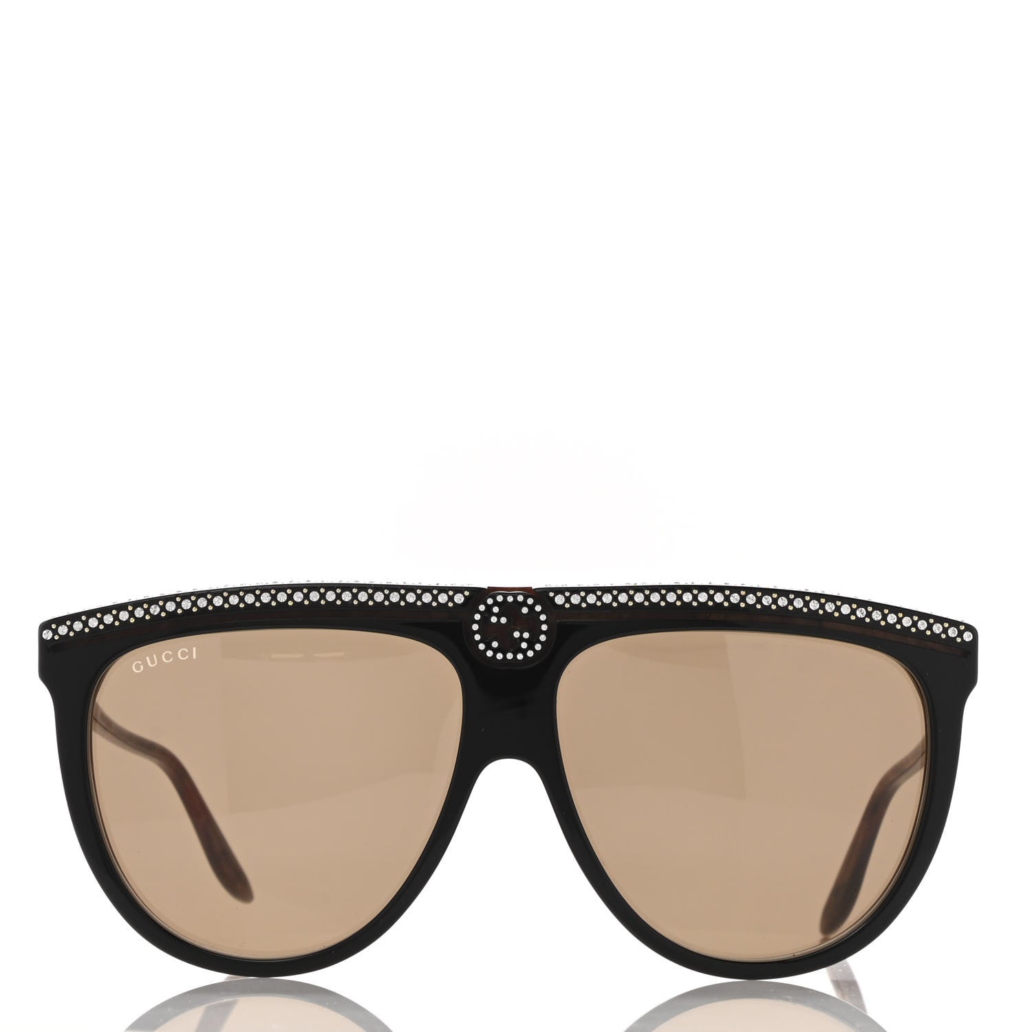 Gucci Aviator Crystal Brow Sunglasses GG0732S Havana Brown 2 of 10