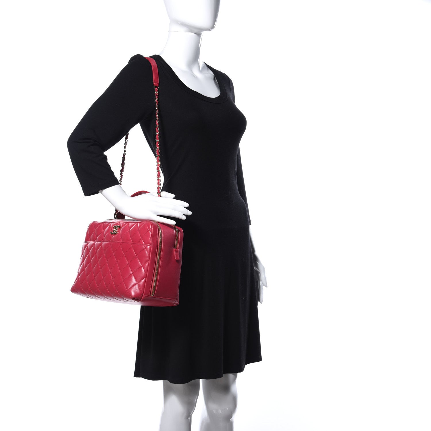 Chanel Lambskin Quilted Large Trendy CC Bowling Bag Dark Pink 2 of 13