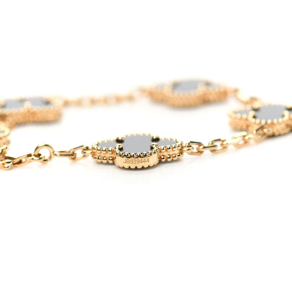 Van Cleef & Arpels 18K Yellow Gold Black Onyx 5 Motifs Vintage Alhambra Bracelet 5 of 7