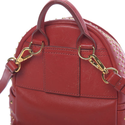 MCM Calfskin Stud X-Mini Stark Bebe Boo Backpack Red 10 of 15