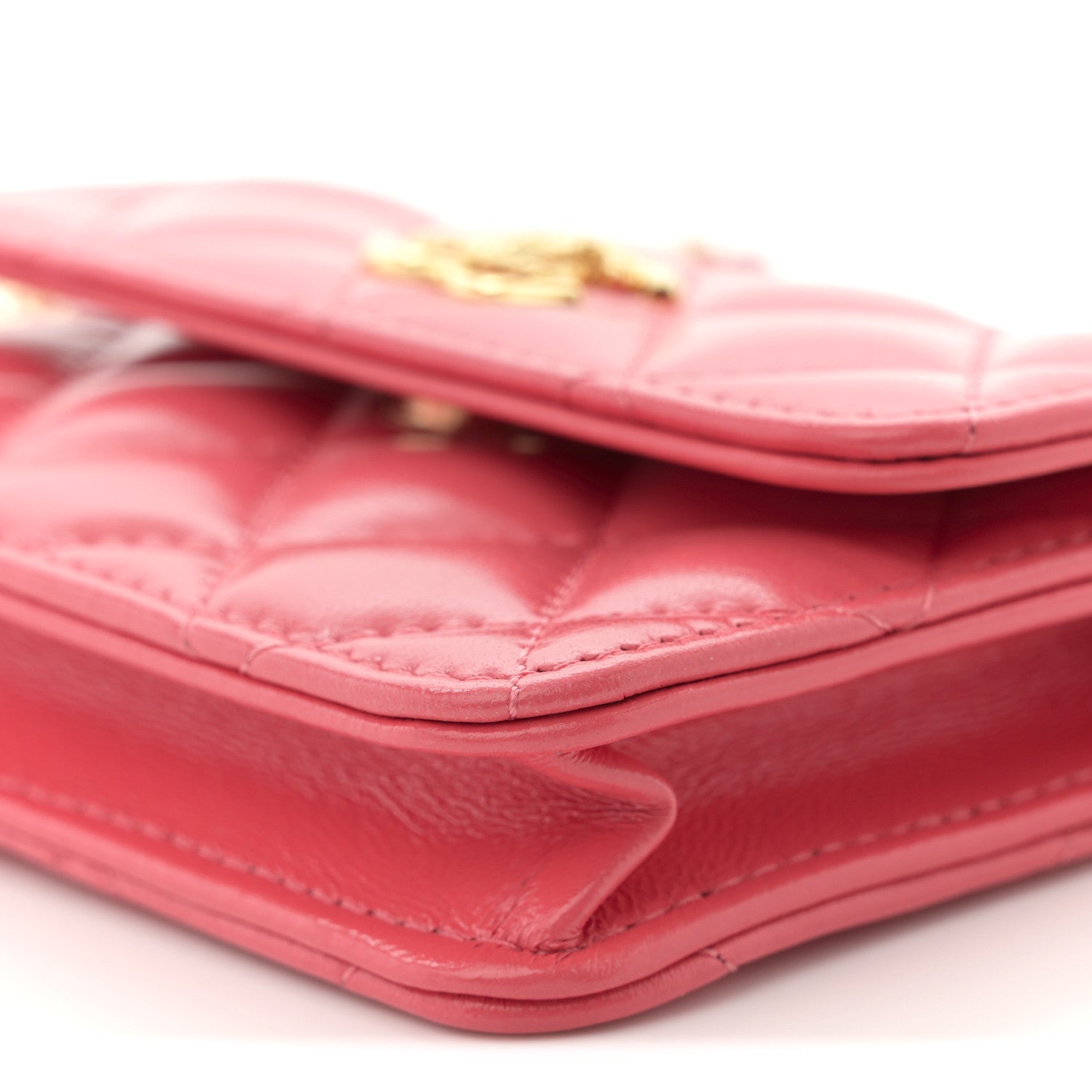 Chanel Shiny Lambskin Quilted Card Holder On Chain Pink 10 of 10
