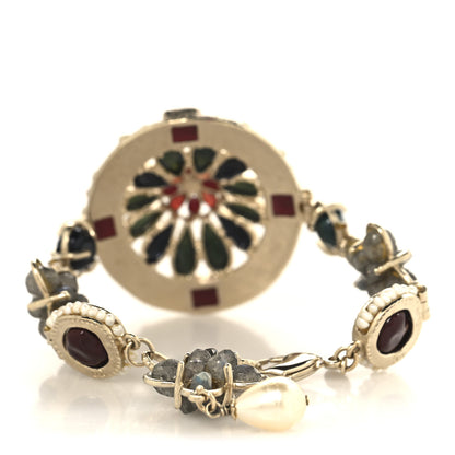 Chanel Resin Pearl Gripoix Poured Glass Bracelet Gold Multicolor 3 of 5