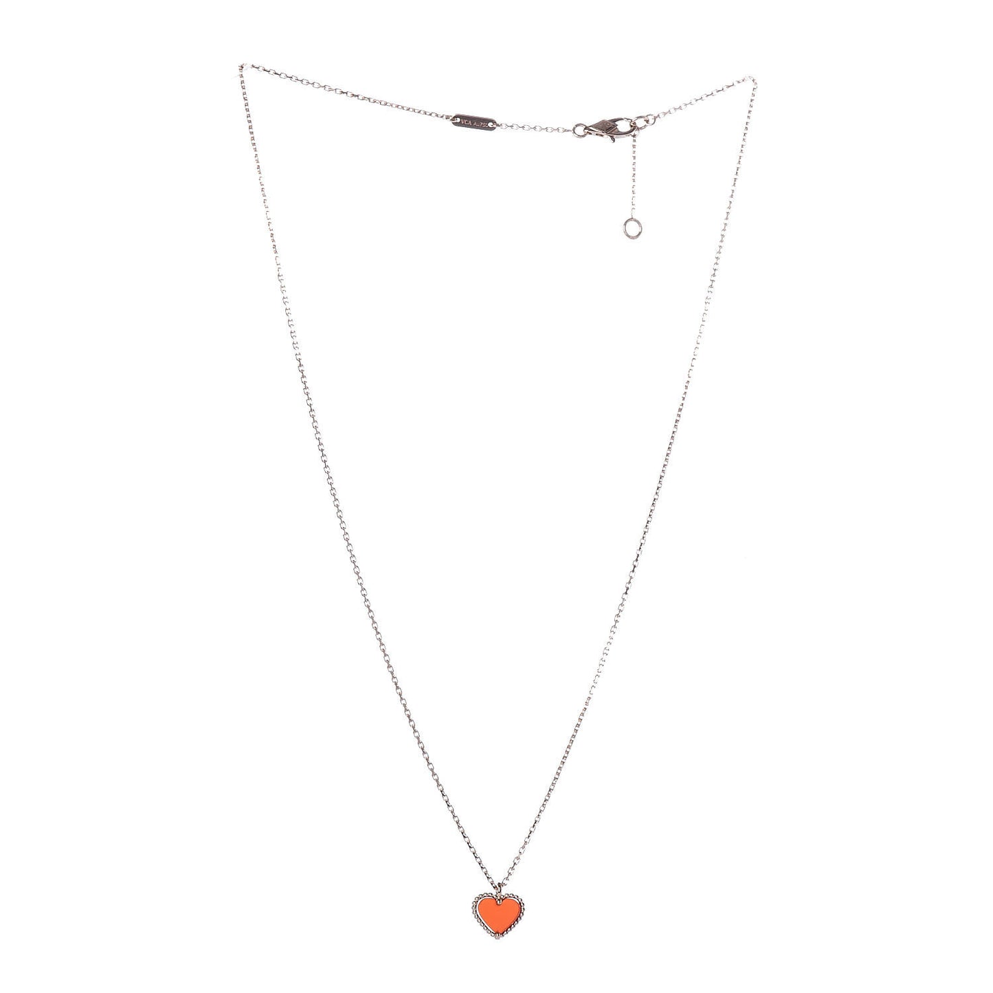 18K Rose Gold Carnelian Sweet Alhambra Heart Pendant Necklace