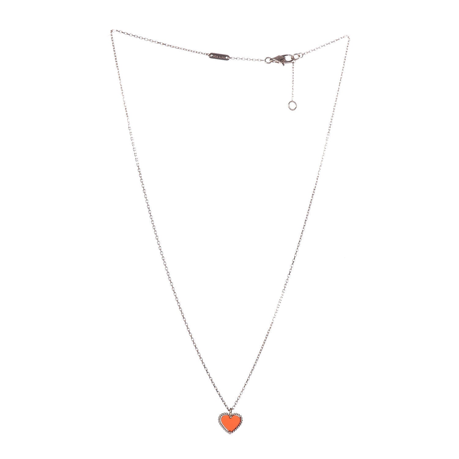 Van Cleef & Arpels 18K Rose Gold Carnelian Sweet Alhambra Heart Pendant Necklace 3 of 8