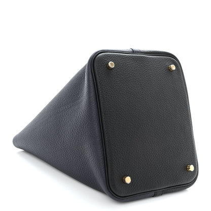Hermes Taurillon Clemence Casaque Picotin Lock 22 MM Bleu Nuit Black Blue Frida 4 of 11