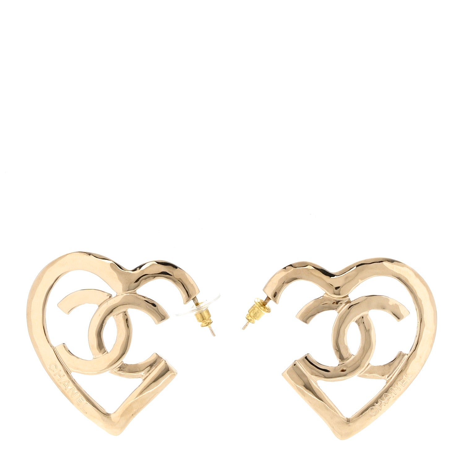 Chanel Metal CC Heart Coco In Love Hoop Earrings Gold 1 of 5