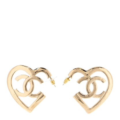 Chanel Metal CC Heart Coco In Love Hoop Earrings Gold 1 of 5
