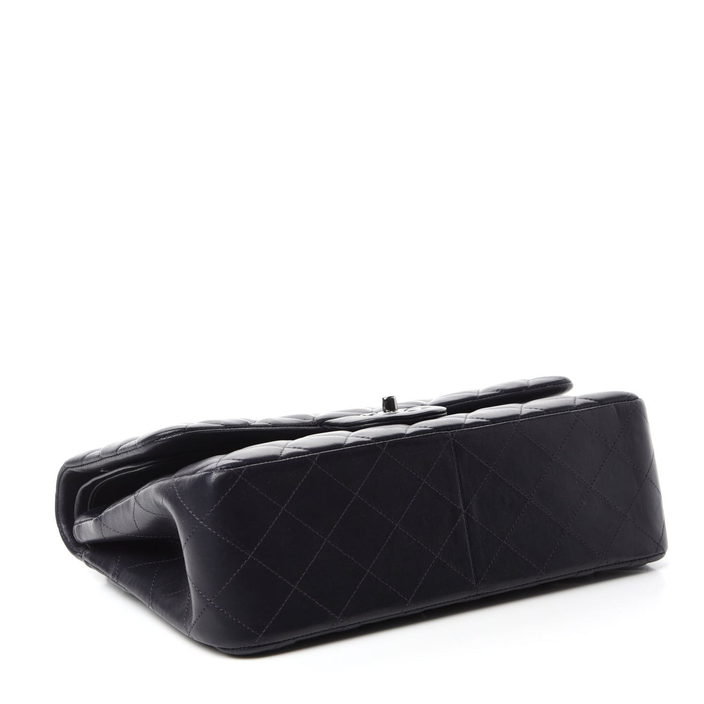 Lambskin Quilted Jumbo Double Flap Navy