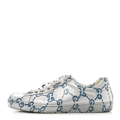 Gucci Miro Rubber Wax GucciGhost Print Mens New Ace Sneakers 10 Silver 1 of 9