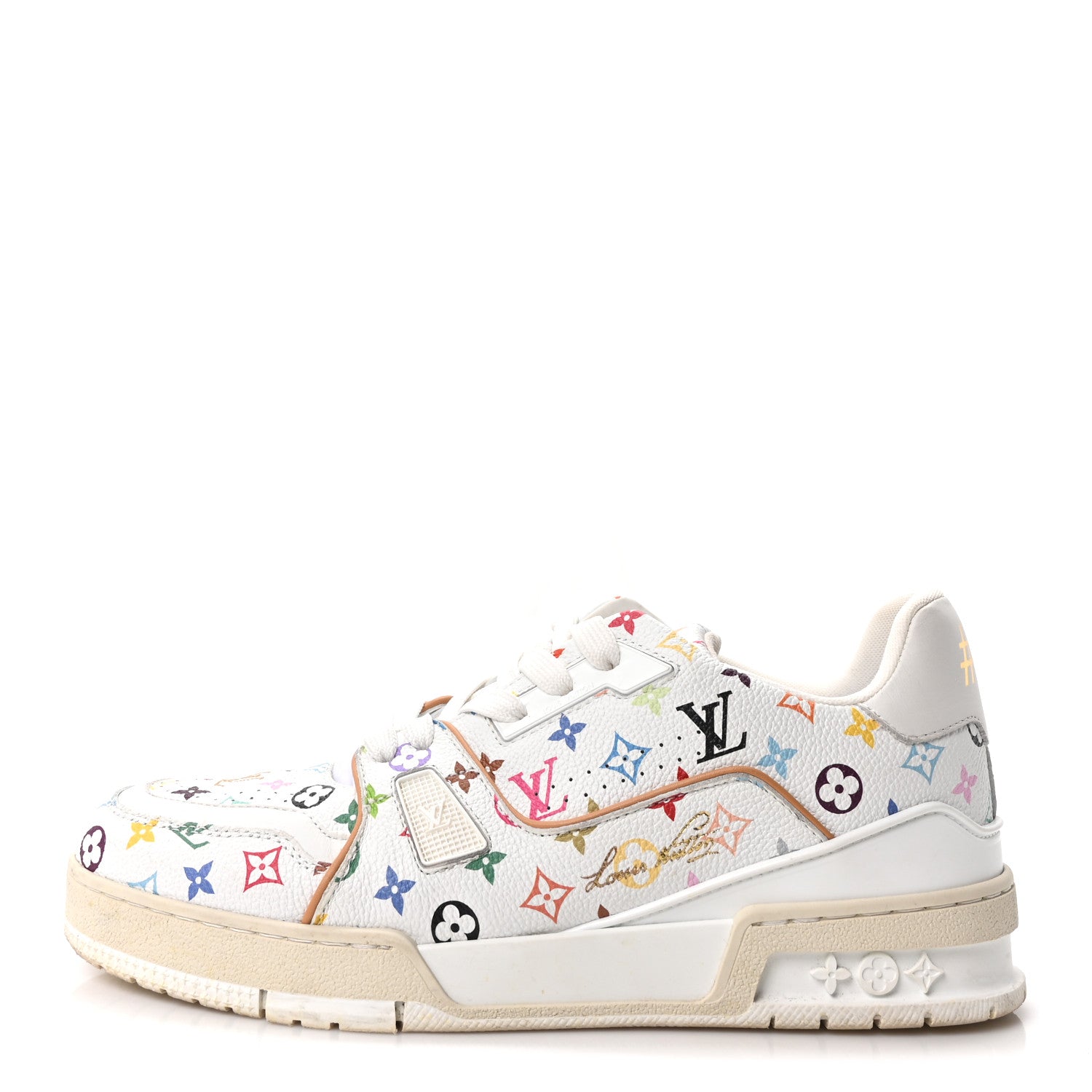 Louis Vuitton LV X TM Calfskin Monogram Multicolor Womens LV Trainer Sneakers 39 White 1 of 9