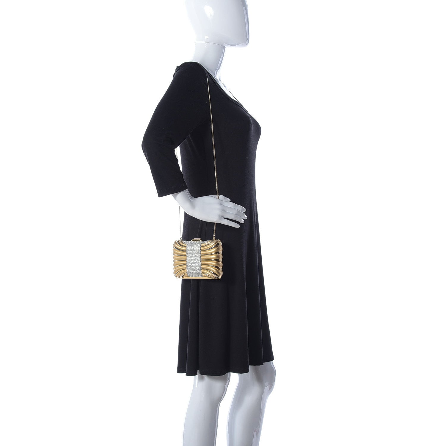 Judith Leiber Swarovski Crystal Minaudiere Clutch Gold 2 of 8