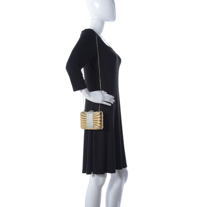 Judith Leiber Swarovski Crystal Minaudiere Clutch Gold 2 of 8