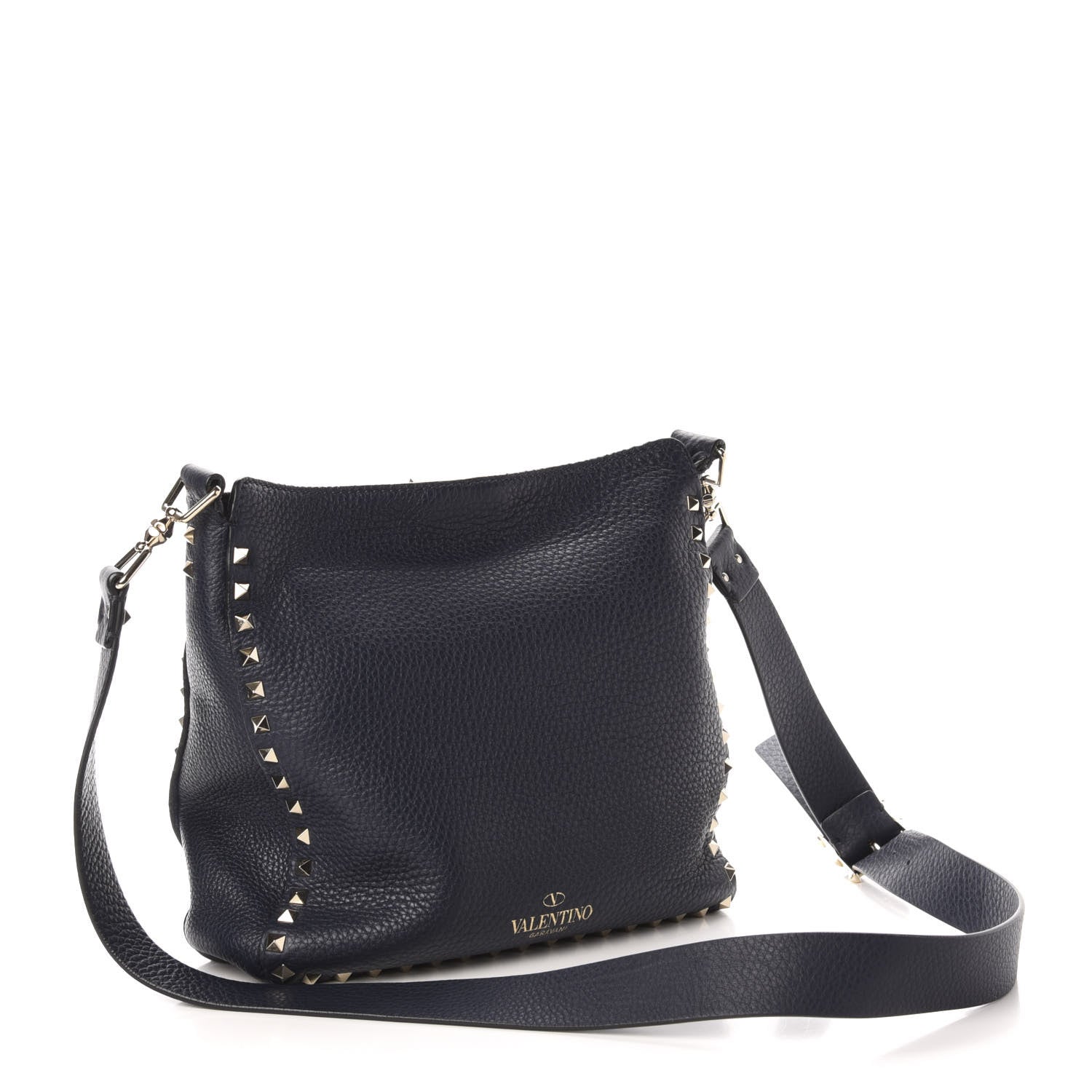 Valentino Garavani Pebbled Calfskin Small Rockstud Flip-Lock Messenger Bag Marine 3 of 10