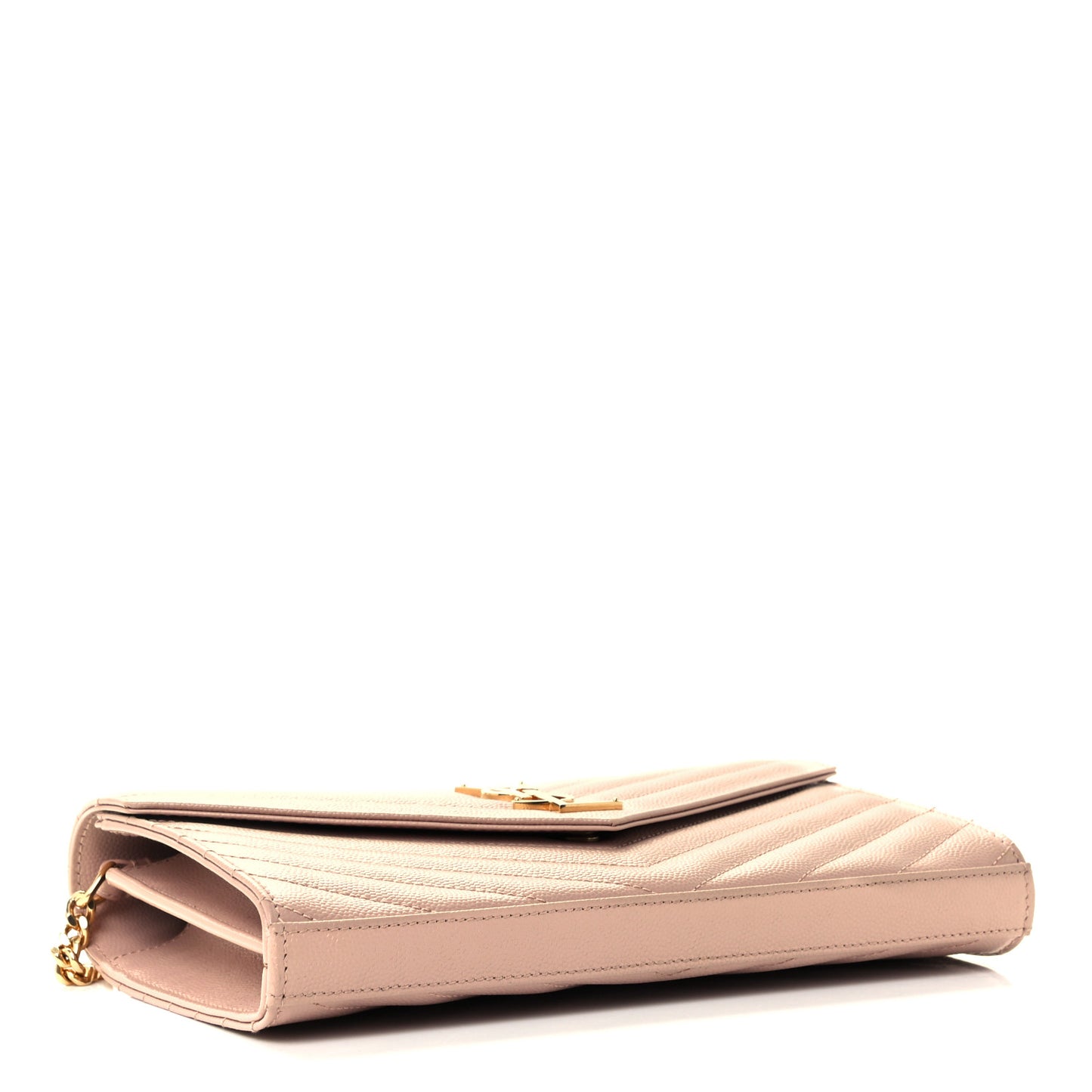 Grain De Poudre Matelasse Chevron Monogram Chain Wallet Pale Pink