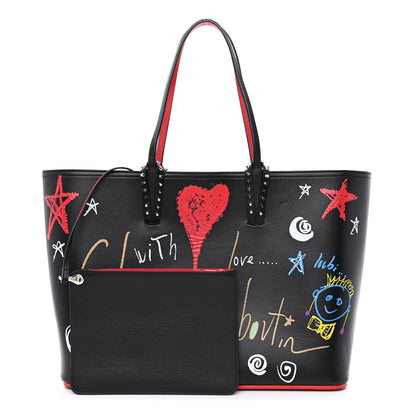 Christian Louboutin Calfskin Loubitag Spikes East West Cabata Tote Black 1 of 12