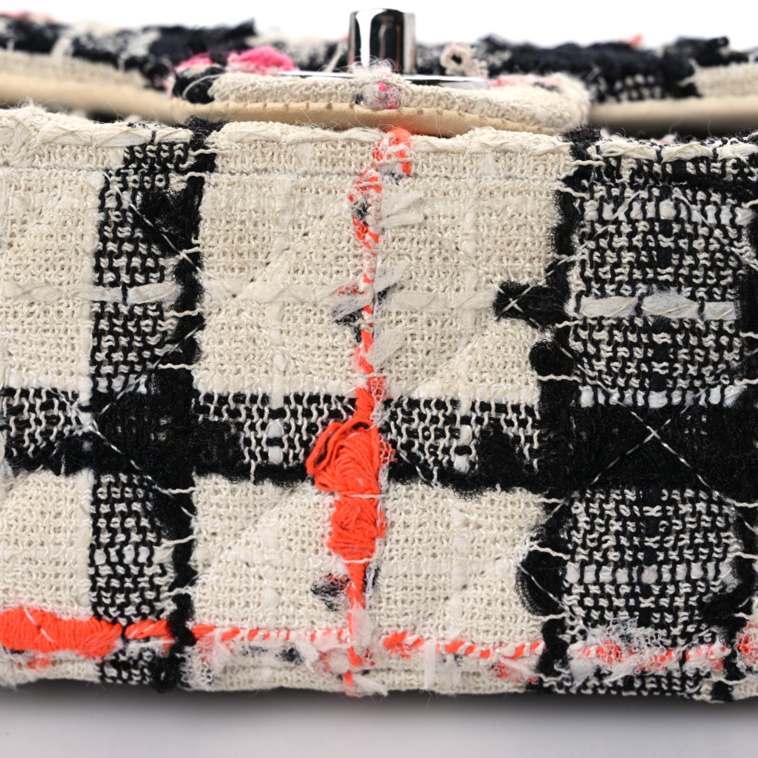 Chanel Tweed Quilted Mini Rectangular Flap Black White Pink 9 of 19