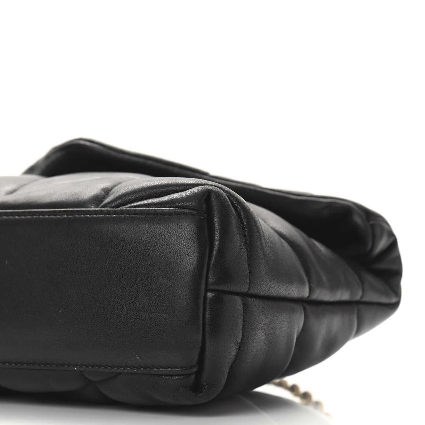 Lambskin Quilted Toy Loulou Puffer Monogram Chain Satchel Black