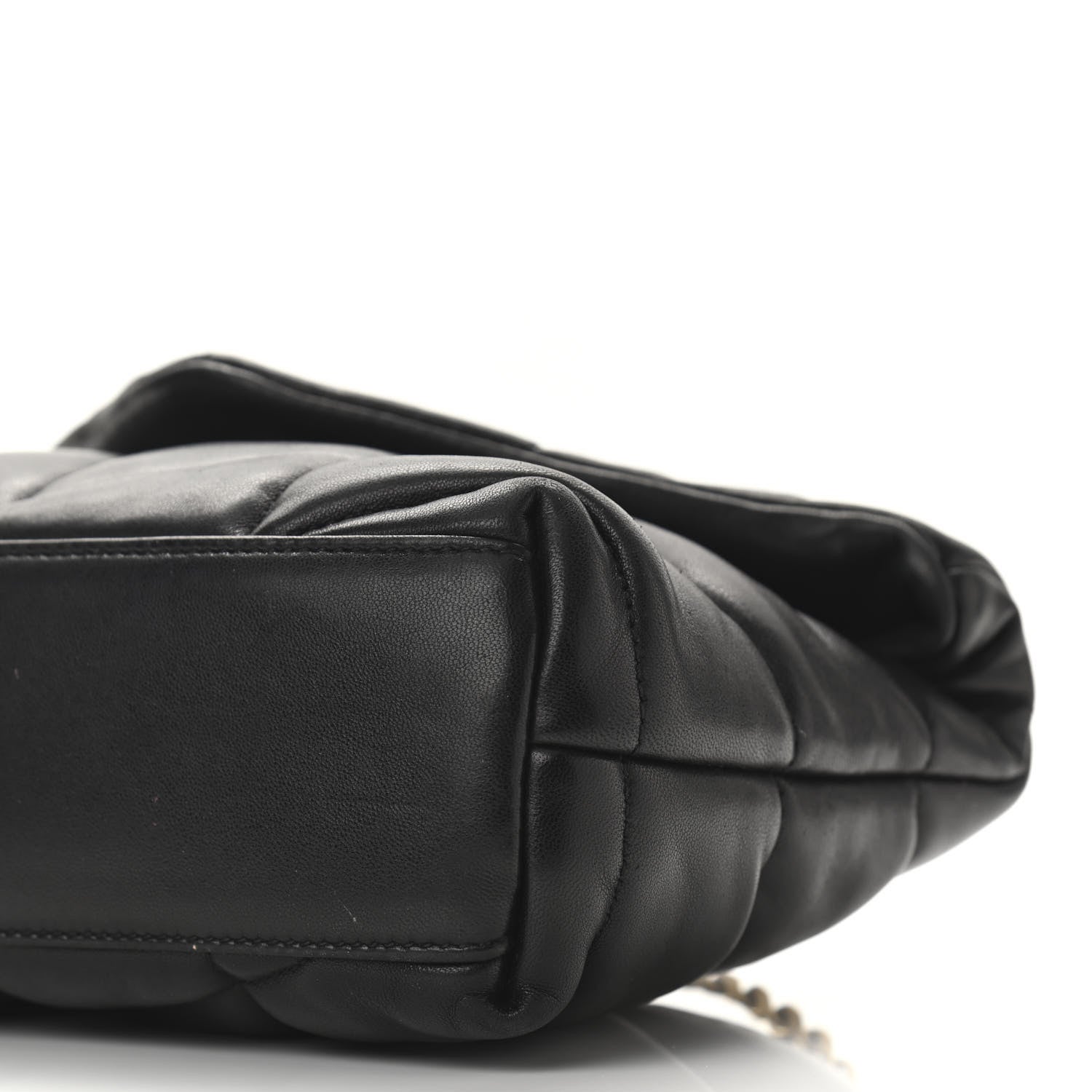 Saint Laurent Lambskin Quilted Toy Loulou Puffer Monogram Chain Satchel Black 10 of 11
