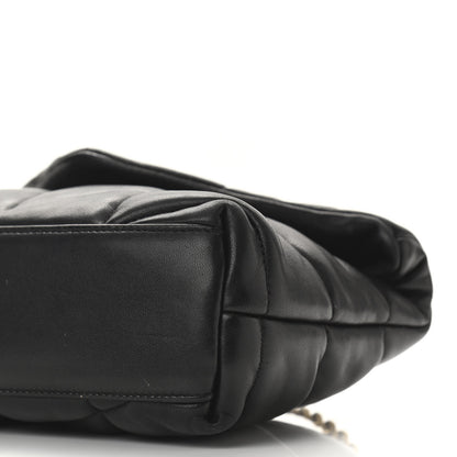 Saint Laurent Lambskin Quilted Toy Loulou Puffer Monogram Chain Satchel Black 10 of 11