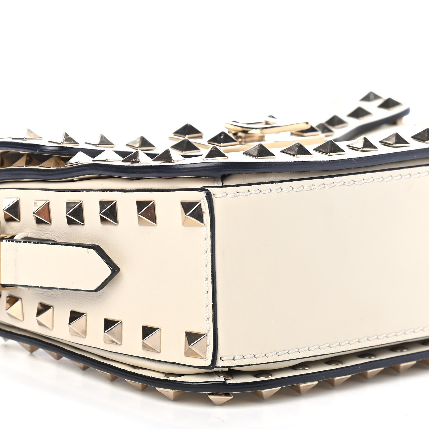 Valentino Garavani Vitello Small Rockstud Flap Saddle Bag Ivory 8 of 9