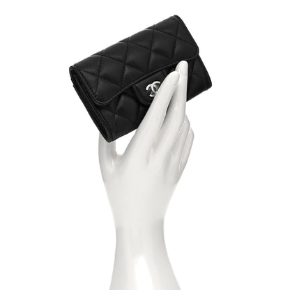 Chanel Lambskin Quilted Flap Card Holder Wallet Black 2 of 9