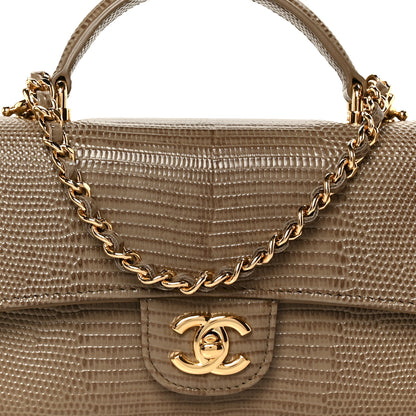 Chanel Calfskin Lizard Embossed Clutch With Chain Dark Khaki Dark Khaki 9 of 12