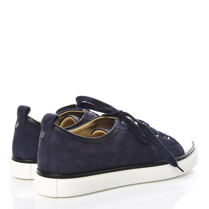 Hermes Velvet Goatskin Calfskin Mens Kin Mans Sneakers 40 Marine 4 of 8