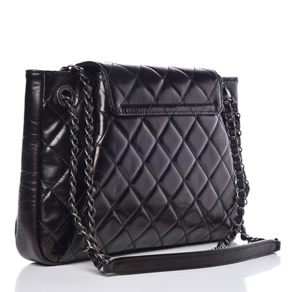 Chanel Glazed Calfskin Quilted Accordion Flap Black 4 of 11