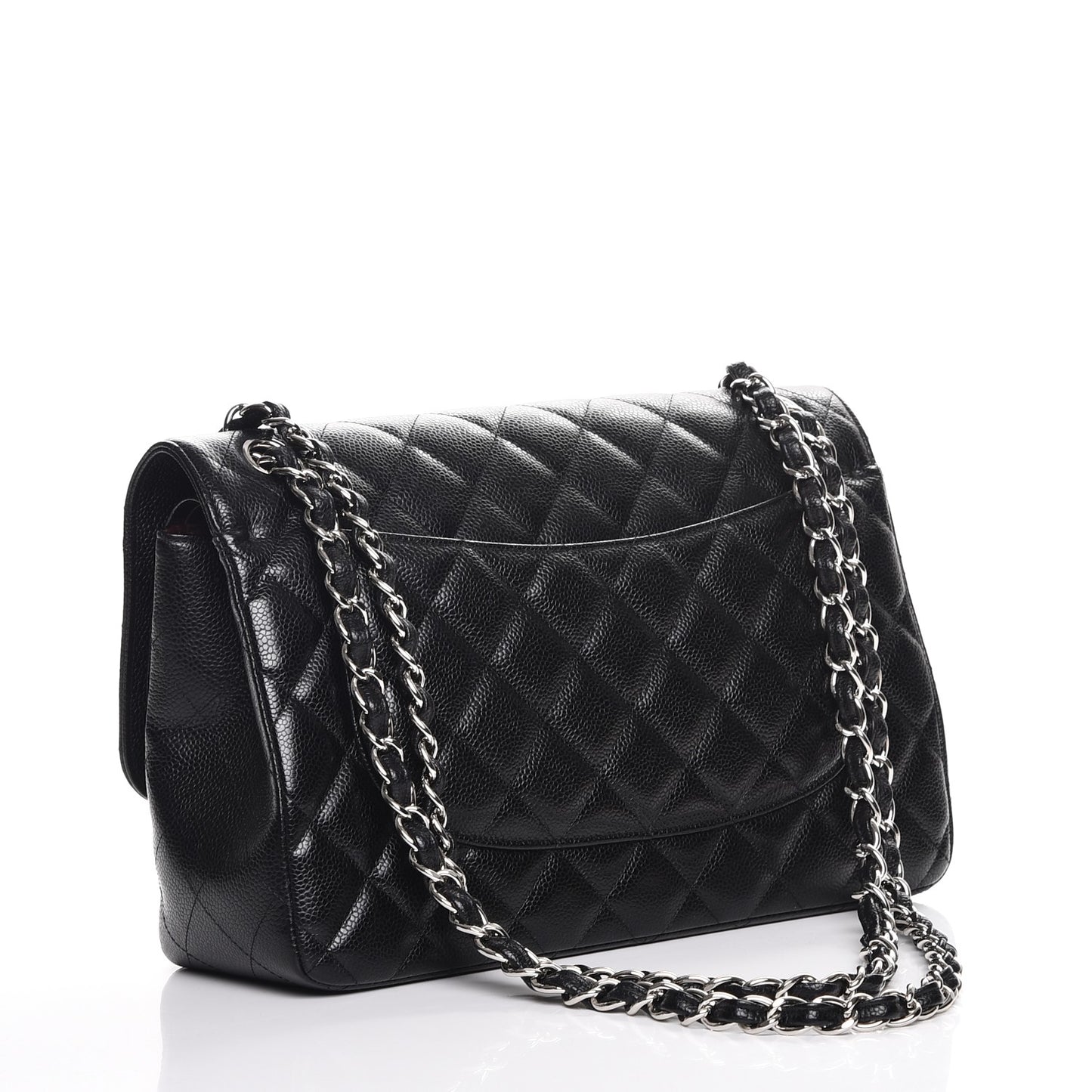 Caviar Quilted Jumbo Double Flap Black