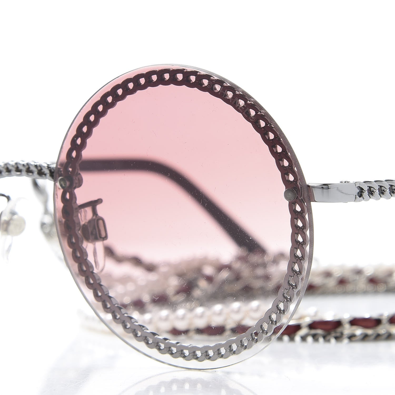 Chanel Round Removable Triple Hanging Chain Sunglasses 4245 Pink Silver 7 of 8