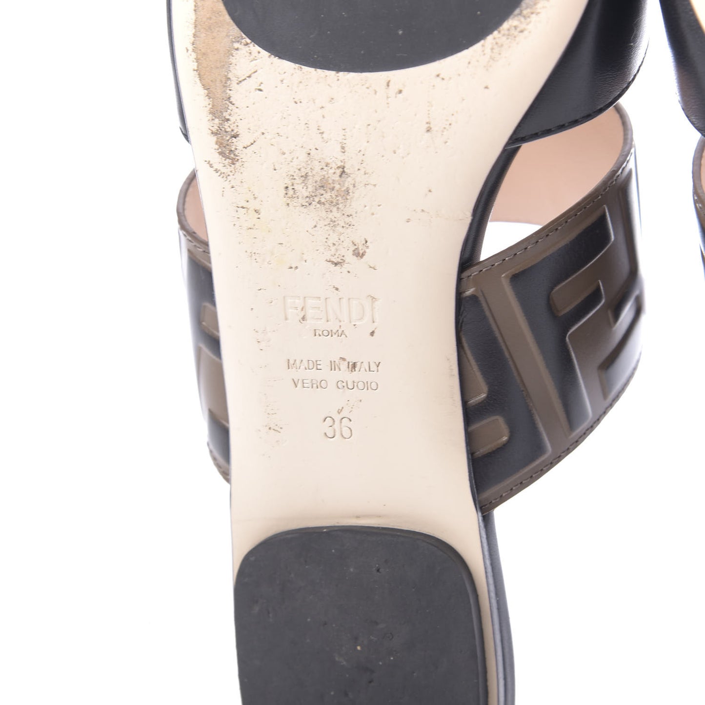 Vitello FF Embossed Buckle Flat Mules 36 Maya Black