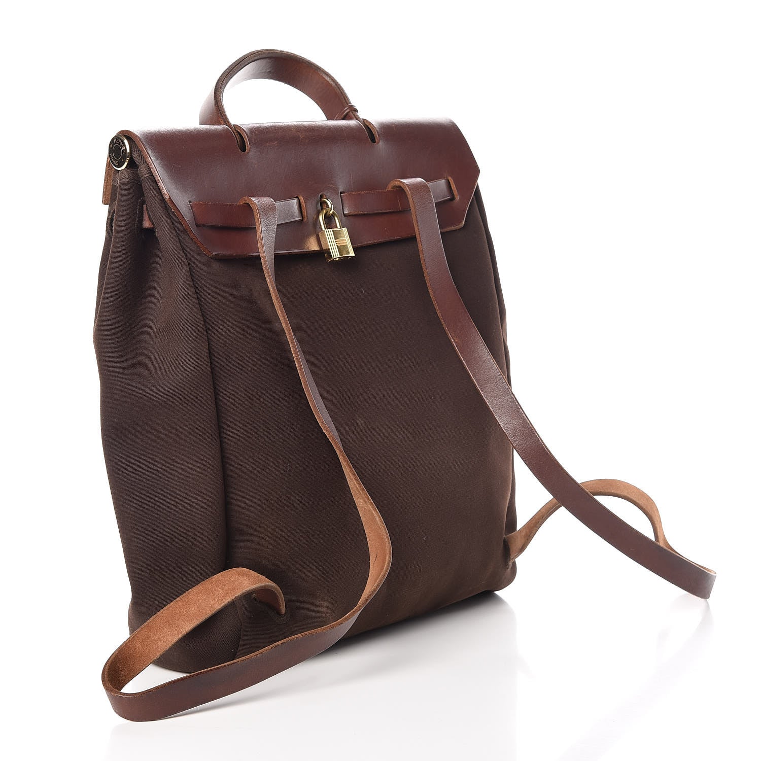 Hermes Toile Vache Calfskin Herbag 30 PM Backpack Havane 4 of 11