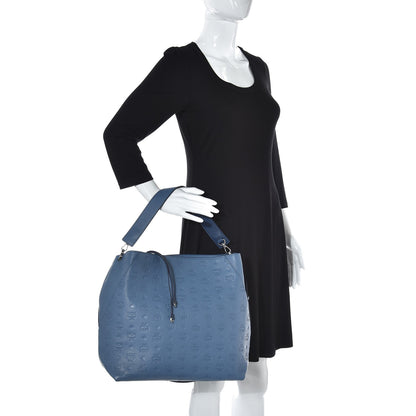 MCM Calfskin Ottomar Monogram Large Klara Hobo Luft Blue 2 of 9