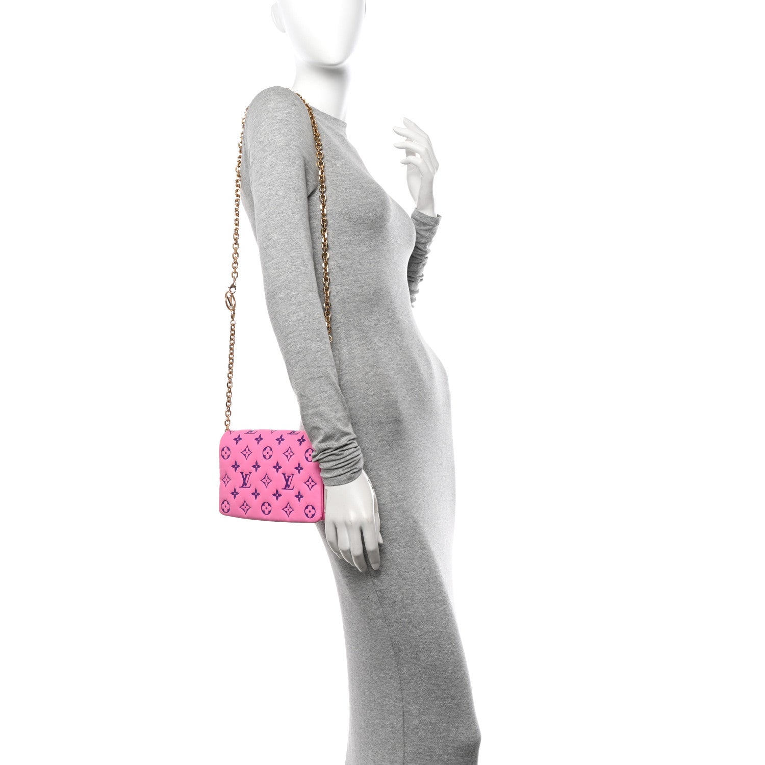 Louis Vuitton Lambskin Embossed Monogram Vuittamins Pochette Coussin Rose Violet 2 of 10