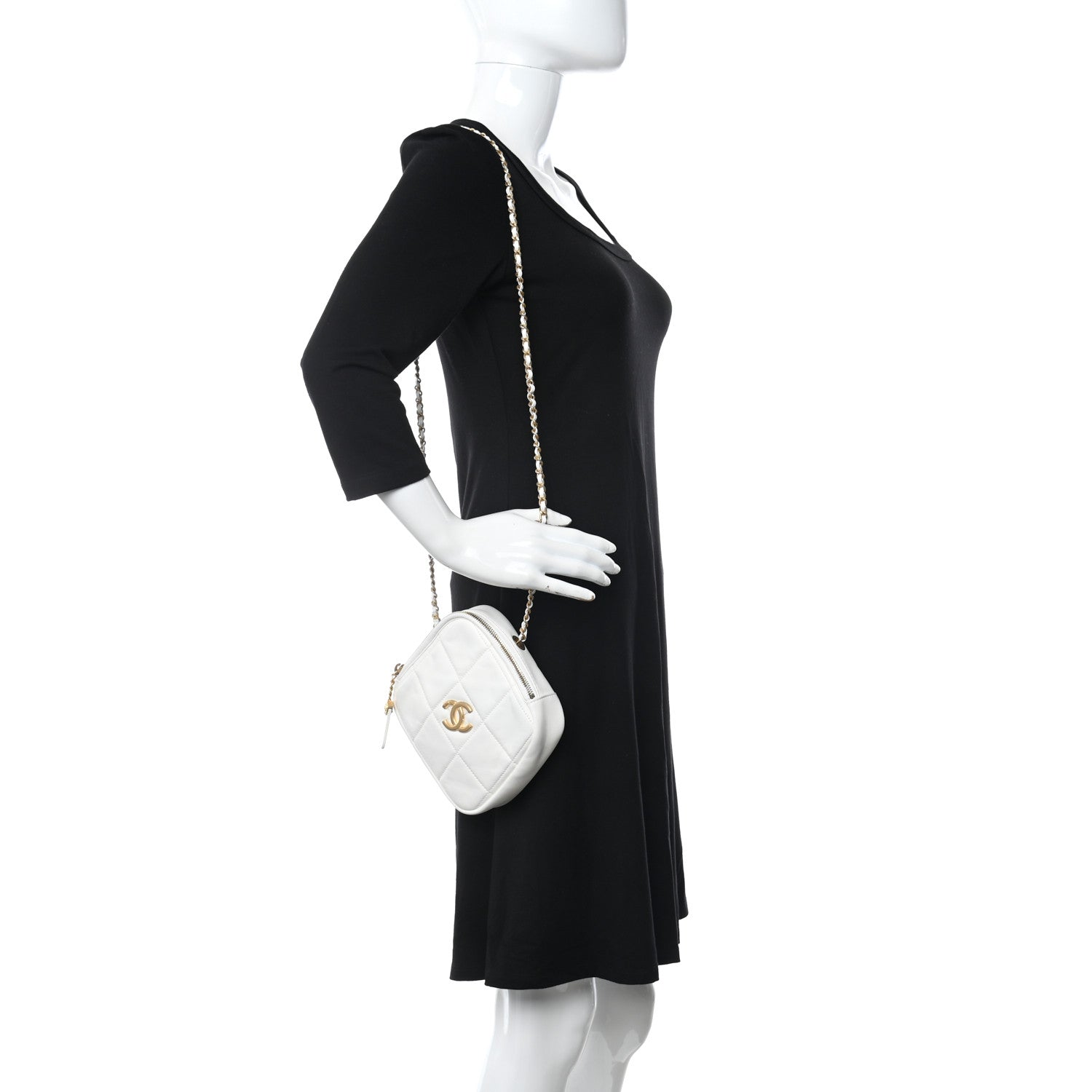 Chanel Lambskin Quilted Diamond Clutch With Chain White 2 of 12