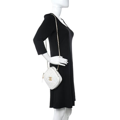 Chanel Lambskin Quilted Diamond Clutch With Chain White 2 of 12