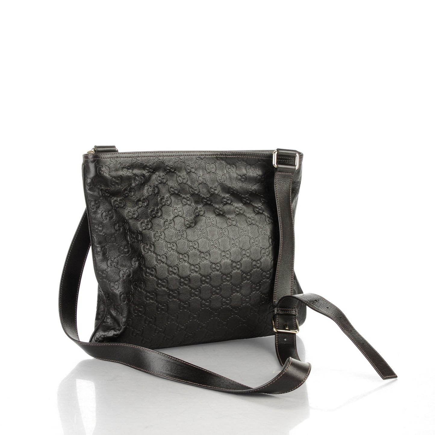 Guccissima Medium Flat Messenger Bag Dark Brown