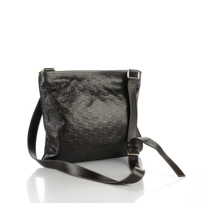 Gucci Guccissima Medium Flat Messenger Bag Dark Brown 3 of 7