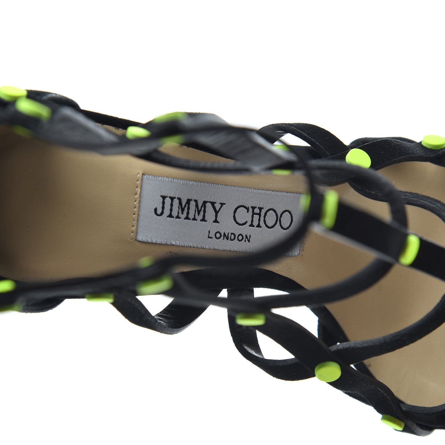 Suede Neon Studded Tina 100 Sandals 35.5 Black