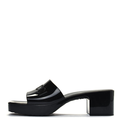 Gucci Rubber Gucci Logo Womens Platform 20/60mm Slide Sandals 39 Black 1 of 4