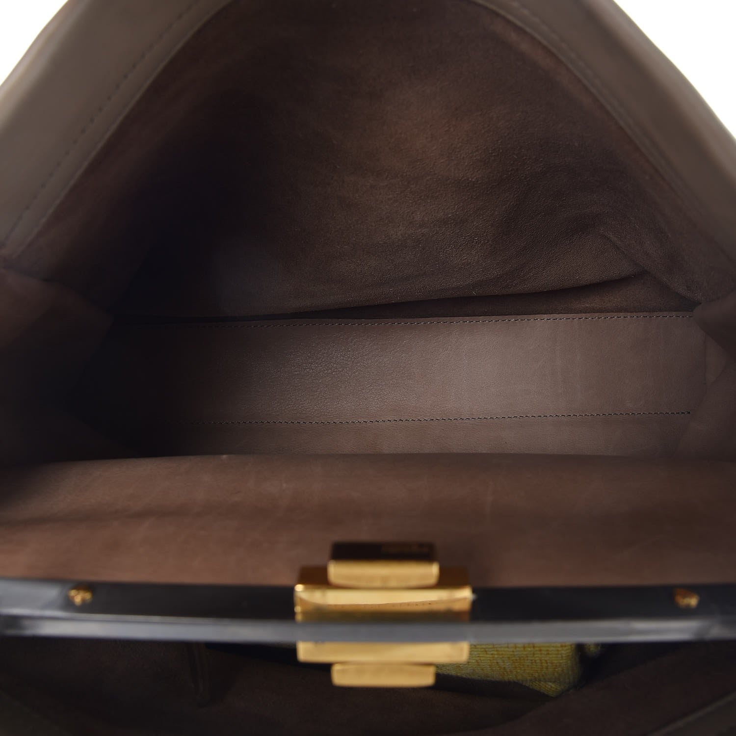 Fendi Vitello Saddle Ayers Large Peekaboo Iconic Satchel Argilla Saddle 10 of 23