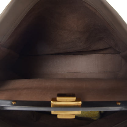 Fendi Vitello Saddle Ayers Large Peekaboo Iconic Satchel Argilla Saddle 10 of 23