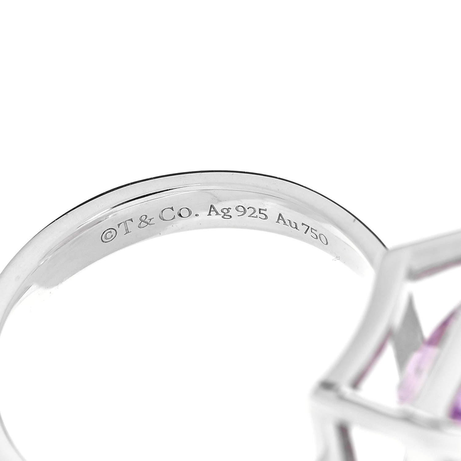 Tiffany Sterling Silver 18K Rose Gold Amethyst Return to Tiffany Love Bugs Butterfly Ring 52 6 5 of 6
